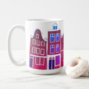 Caneca De Café Canal Houses Row Amsterdam Holland Holanda Rosa