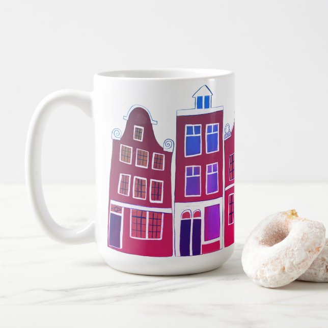 Caneca De Café Canal Houses Row Amsterdam Holland Holanda Rosa (Com Donut)