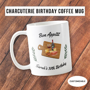 Caneca De Café Canapé de Charcutaria e Vinho de Aniversário em Ca