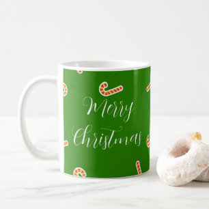Caneca De Café Canas doces de Natal felizes, verdes