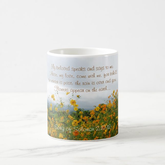 Caneca De Café Canção de Salomão 2:10-12, Bíblia Verse, Flores (Centro)