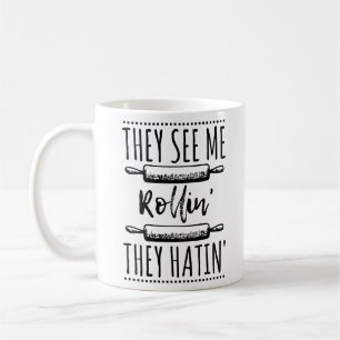 Caneca De Café Canção lírica Hip Hop Ridin vêem-me Rollin Hat