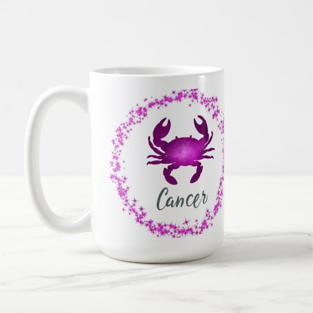 Caneca De Café Cancer Crab Zodiac Sign Astrology pink purple  (Esquerda)