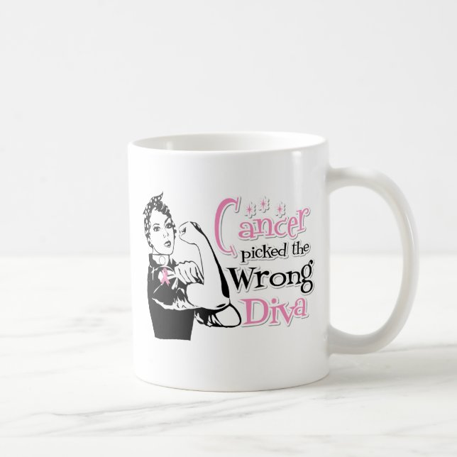 Caneca De Café Cancer Da Mama Escolheu A Diva Errada (Direita)