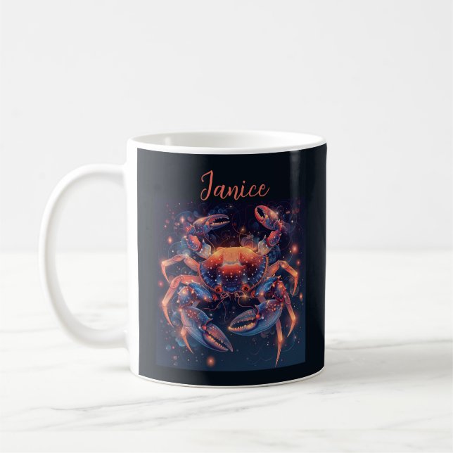 Caneca De Café Cancer de Astrologia Zodiac - Mug de Café Personal (Esquerda)