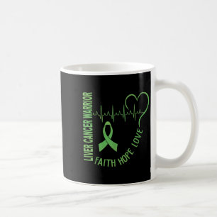 Caneca De Café Câncer de figado Faith Hope Love Ribbon Heart Beat