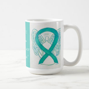 Caneca De Café câncer de ovário Consciência Fita Anjo Personal