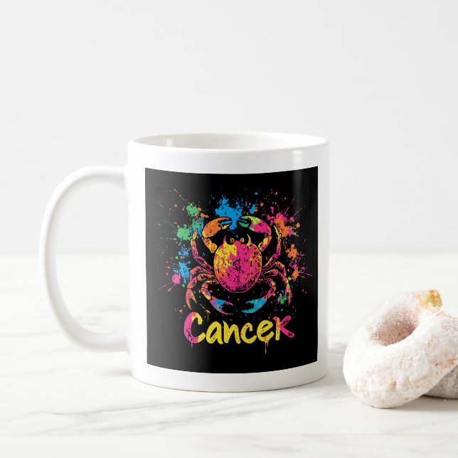 Caneca De Café "Cancer de retorno 90s: Splatter Paint Mug" (Com Donut)