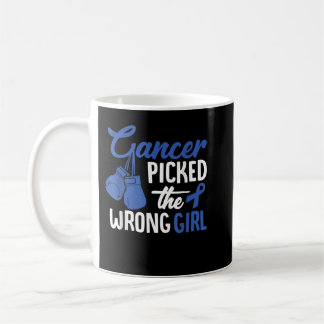 Caneca De Café Cancer Escolheu A Garota Errada, Ca Azul De Fita