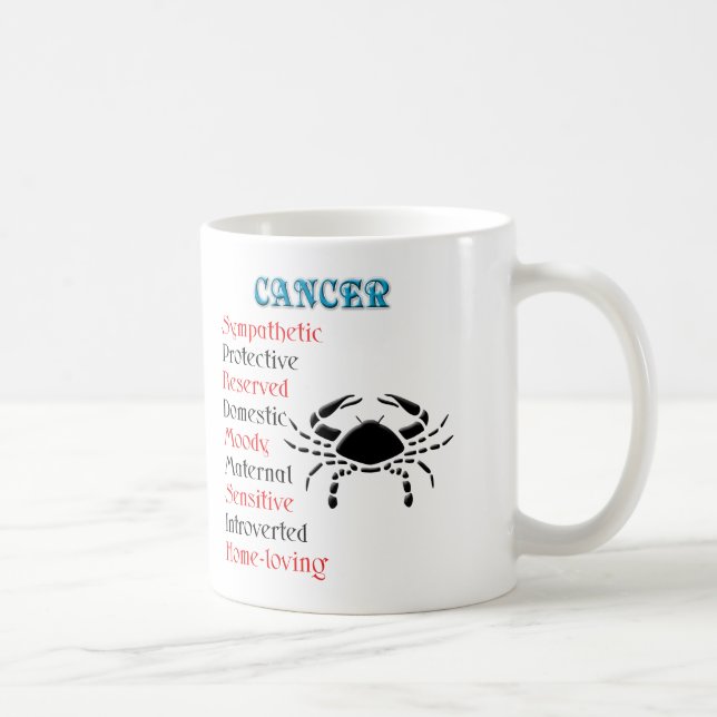 Caneca De Café Cancer Horoscópio Sinal Zodiodíaco (Direita)
