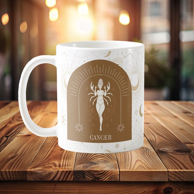 Caneca De Café Cancer Místico Estrelas Zodiosas Horoscópio (Mystic Cancer Zodiac Stars Horoscope Coffee Mug)