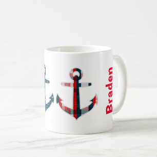 Caneca De Café Câncer Personalizado De Âncoras De Padrões Náu