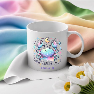 Caneca De Café Câncer Personalizado Fofinho Zodíaco Caranguejo As