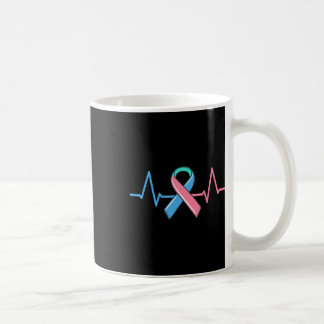 Caneca De Café Cancer Pulsação do Tee Warrior Cor-de-Rosa Azul Fi