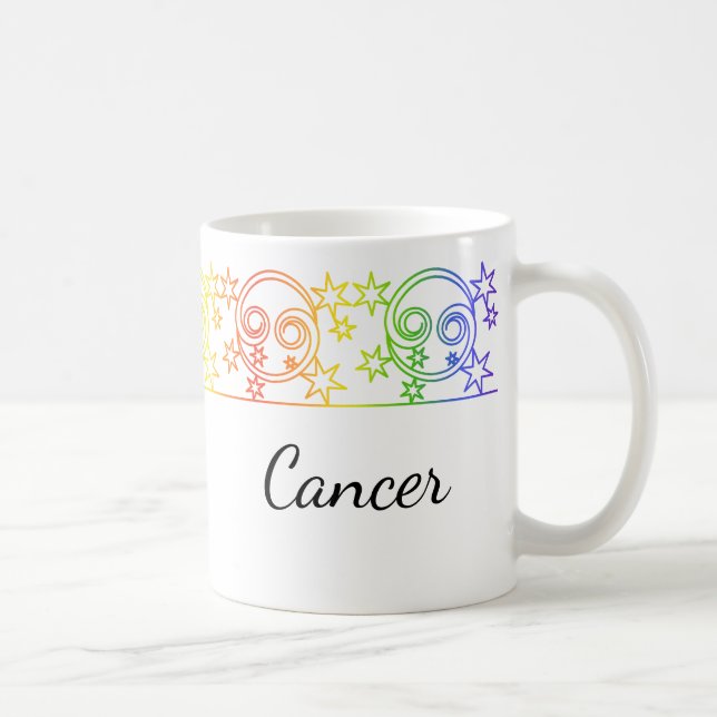 Caneca De Café Cancer Rainbow - Sinal de borda personalizada (Direita)
