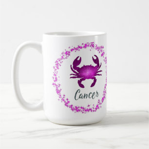 Caneca De Café Câncer Signo do Caranguejo Astronomia rosa roxo