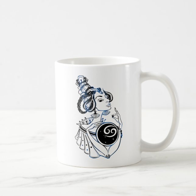 Caneca De Café Cancer Zodiac Art Deco Lady (Direita)