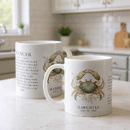Caneca De Café Cancer Zodiac Sign Horoscope Personalized Gift