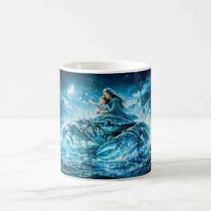 Caneca De Café Câncer Zodíaco com Mãe e Filho se Estendendo para 