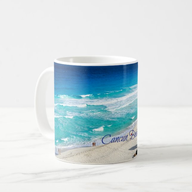 Caneca De Café Cancun Beach, México (Frente Esquerda)