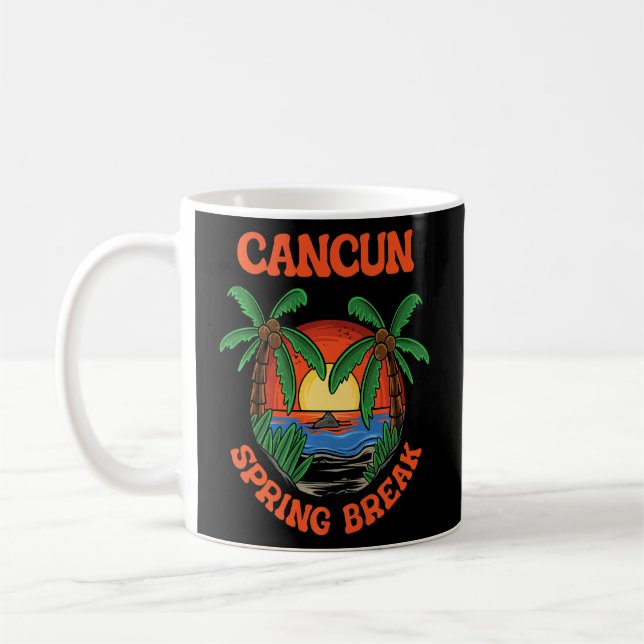 Caneca De Café Cancún Spring Break School Vacak Beach Trip Col (Esquerda)