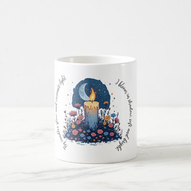 Caneca De Café Candle & Flores Sob a Arte Celestial da Lua (Centro)