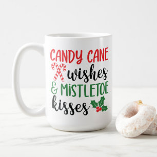 Caneca De Café Candy Cane Deseja e Mistura Kisses