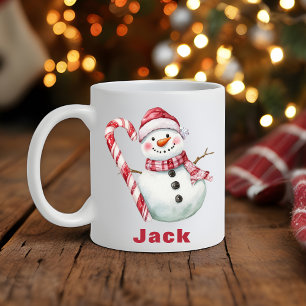 Caneca De Café Candy Cane Snowman Natal