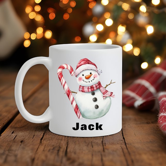 Caneca De Café Candy Cane Snowman Natal (Candy Cane Snowman Christmas Coffee Mug
)