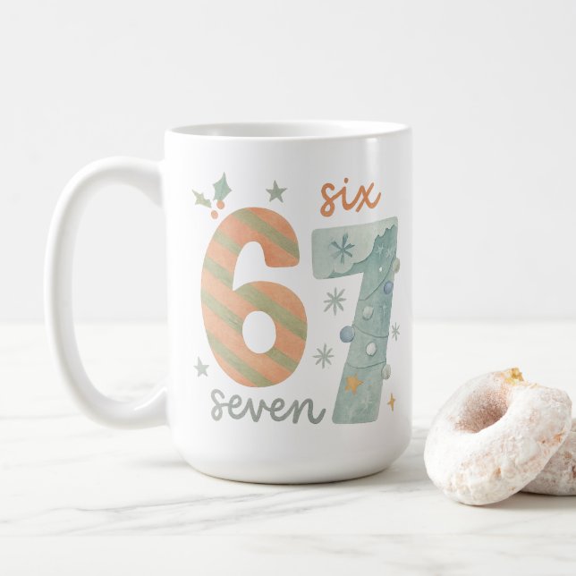 Caneca De Café Candy Stripe & Snowflake 67 – Handmade Holiday Num (Com Donut)
