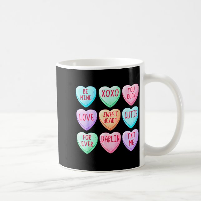 Caneca De Café Candy Sweet Hearts Love Valentines Day Shirt Women (Direita)