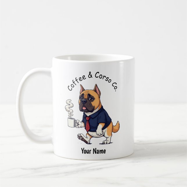 Caneca De Café Cane Corso Engraçado Terno de Negócios Café  (Esquerda)