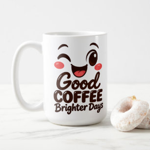 Caneca De Café Caneca 15oz Bom Café Dias Mais Alegres Rosto Pisca