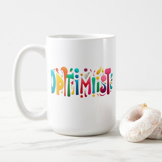 Caneca De Café "Caneca Branca Otimista – Design Motivacional Colo (Com Donut)