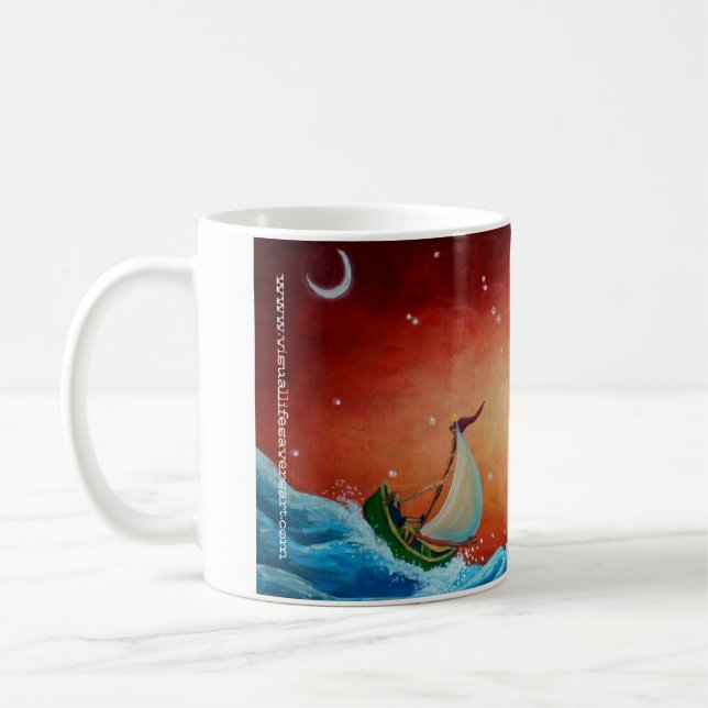 Caneca De Café Caneca, café, navigação, onda, pássaro (Esquerda)