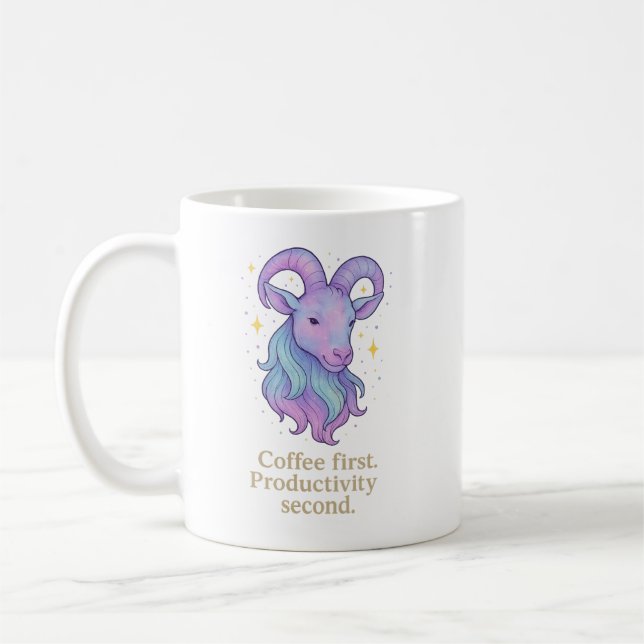 Caneca De Café Caneca Capricórnio – Café Primeiro, Produtividade  (Esquerda)