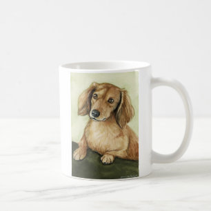 Caneca De Café "Caneca da arte do cão do Dachshund de cabelos