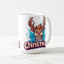 🎁Caneca de Café Eu Amo Natal Presente Rena ✨