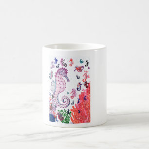 Caneca De Café Caneca. Desenho de cavalos-marinhos