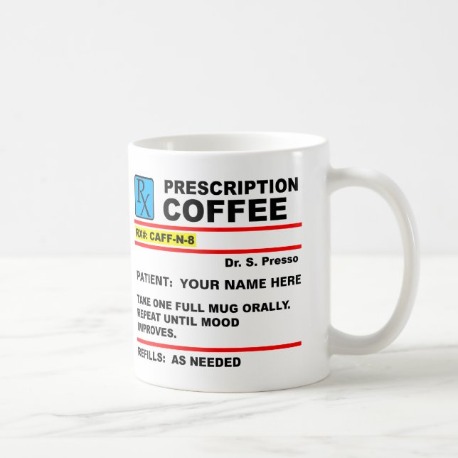 Caneca De Café Caneca Divertida Café com Receita Médica Cafeína R (Direita)