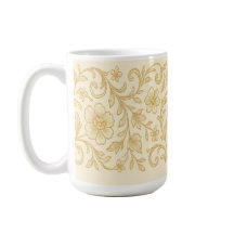 Caneca Floral Dourada Elegante - Café Botânico Vin