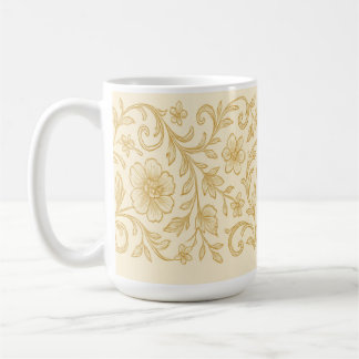 Caneca De Café Caneca Floral Dourada Elegante - Café Botânico Vin