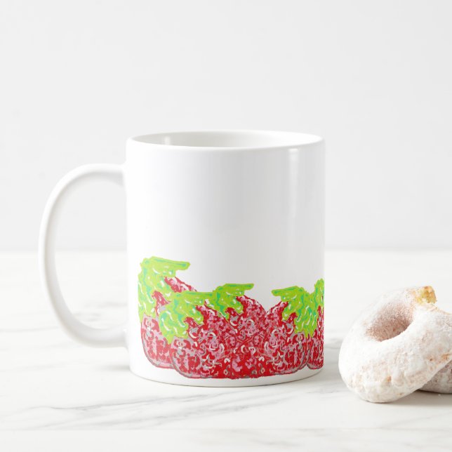 Caneca De Café Caneca: Morangos (Com Donut)