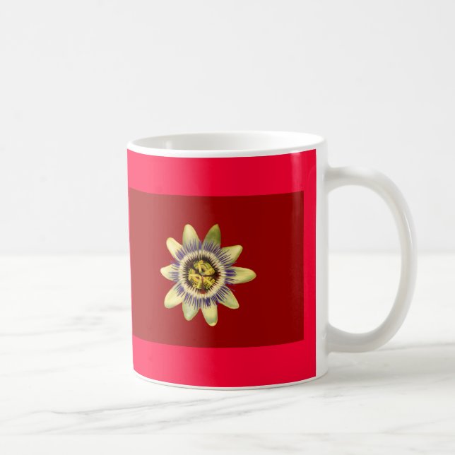 Caneca De Café Caneca, PASSION_FLOWER, bkgrnd vermelho dar (Direita)