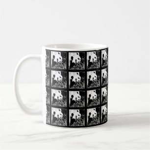 Caneca De Café Caneca, pop art das pandas gigantes, preto e