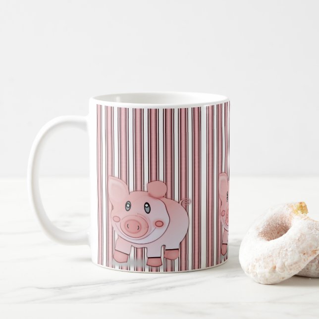 Caneca De Café canecas, suínos rosados (Com Donut)