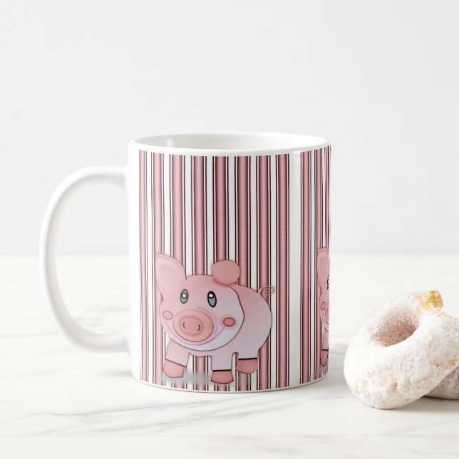 Caneca De Café canecas, suínos rosados (Com Donut)