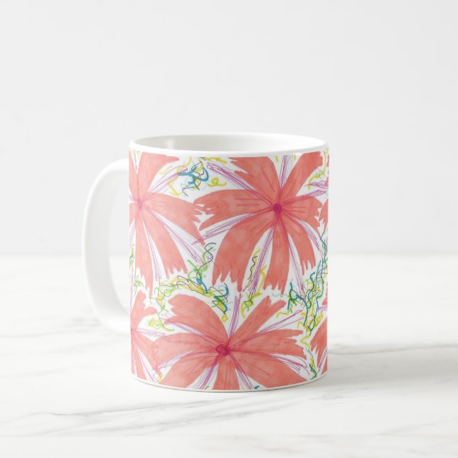 Caneca De Café Canela de Flor Tropical Sunburst (Frente Esquerda)