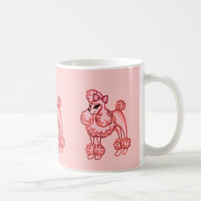 Caneca De Café Canela de Poodle Rosa (Direita)