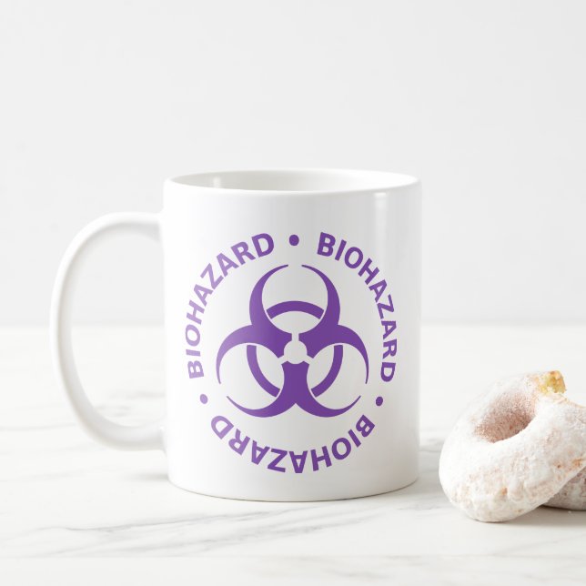 Caneca De Café Caneta de Advertência de Risco Biológico Roxo (Com Donut)